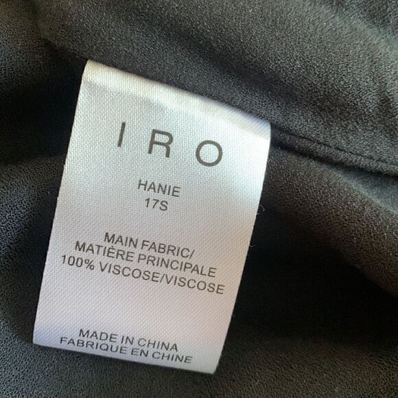 Iro Hanie Black Cold Shoulder Ruffle Mini Dress| Size 8 - Picture 10 of 10